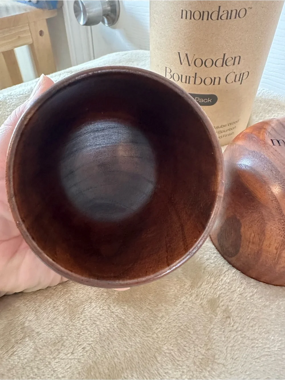Monsanto Elegant Brown Wooden Bourbon Cups - 2 Pack New in Box